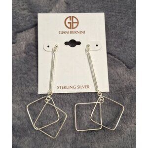 NEW Giani Bernini Square Wire Linear Square Drop Earrings in Sterling Silver